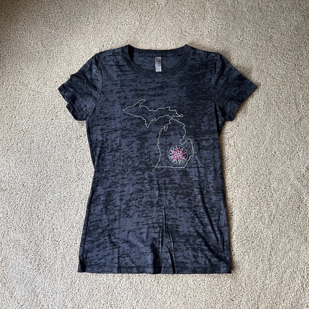 Next Level Black Lotus Michigan Gray T Shirt Size L